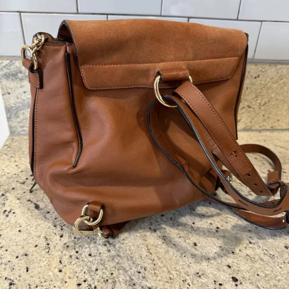 Chloé Brown Leather Suede Flap Backpack